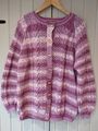 handgestrickte Grobstrickjacke lila rosa groß