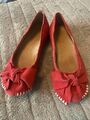 Tamaris Damen Ballerinas Wildleder rot Gr. 36 NP: 60,-