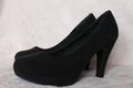 Pumps schwarz samt Gr. 36 Damen High Heels Stiletto Plateau Textil