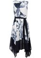 Kleid mit Blüten-Druck Gr. 48 Dunkelblau Geblümt Damen Partykleid Dress Neu