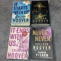 Colleen Hoover Tarryn Fisher Bundle X4 - It Starts/Ends With Us, Never Never +1