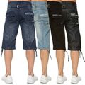 ENZO Herren Denim Shorts normale Passform Designer Taschen gerade Bein halbe Hose