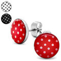 Ohrstecker Punkte 1 Paar o. SET weiß rot schwarz Polka Dots Ohrringe Rockabilly 