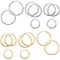 14k Gelbweißgold Satin Diamantschliff klein 1,5 mm Reifen Ohrringe Aretes de Oro