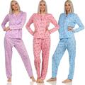 Damen Pyjama lang zweiteiliger Schlafanzug Pyjama-Set Nachtwäsche