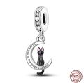 Katze Mond Love Charm Anhänger Silber S925 Geschenk Gliederarmband Kette Frau 