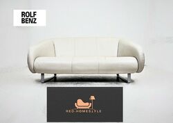 Rolf Benz Designer Sofa Dreisitzer Leder Couch Creme Wohnen Style Büro Zimmer