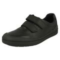 VERKAUF Jungen Clarks schwarz Leder Haken & Schlaufe Schulschuhe ROCK PLAY F/G/H Passform