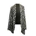 Schal Damen Leo XXL Leopardenmuster Warm Weich Cape Kopftuch Poncho  Winter grau