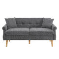 2 Sitzer Sofa Couch Chenille Polstersofa mit Massivholzbeine und Kissen Grau