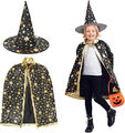 Zauberer Kostüm Accessoire Set für Kinder - Umhang + Hut für Halloween Fasching