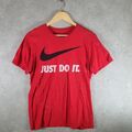 Vintage Nike Logo Print T-Shirt M Rot Herren Sommer Outdoor Freizeit "