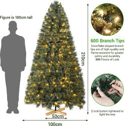 Künstlicher Weihnachtsbaum mit LED-Beleuchtung 180/210cm Tannenbaum Kunstbaum DE