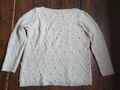 Cartoon Pullover Gr. 44 mit Perlen Creme Weiß Strick