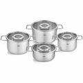 Fissler Topf-Set Pure 4-tlg. mit Glasdeckeln, 3 Kochtöpfe + Bratentopf