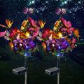 2X Solar Schmetterlinge Blume Lichter Garten Pfahl Weg LED Licht Dekor