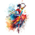 Flamenco Tänzer Bewegung Regenbogen Farbe Kleid Tanz Leinwand Poster Bild Wandkunst