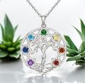 Baum des Lebens, 7 Chakra Kette, Geschenk, Heilsteine, Lebensbaum Halskette