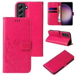 Handy Tasche für Samsung Galaxy S23 Handyhülle Blumen Buch Klapp Cover Case Pink