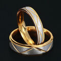 2 elegante Edelstahl Partnerringe Hochzeit Verlobung Trauring gold / silber edel