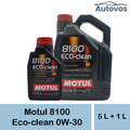 Motul 8100 Eco-clean 0W-30 5 + 1 Liter Motoröl Honday Toyota DPF