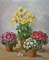 Ölgemälde Stillleben F. Sosnowski (XX) Blumen Blumensträuße 74 x 64cm