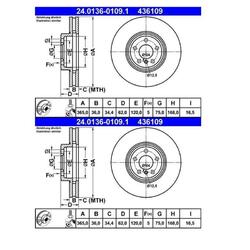 2x ATE 24.0136-0109.1 Bremsscheibe für BMW E70 E71 E72