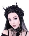 Gothic Steampunk Haarband Haarreif Kopfschmuck Geweih & Rosen Restyle schwarz