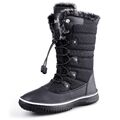 Damen Schneestiefel Stiefeletten Winter Boots Gefütterte Winterstiefel Schwarz