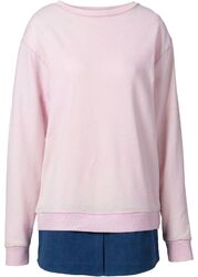 Sweatshirt 2-in-1 Optik Gr. 36/38 Rosa Oilwash Damen Long-Pullover B-Ware Neu