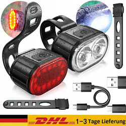 USB Fahrrad Licht Set LED Beleuchtung 1000LUX AKKU Scheinwerfer Rücklicht Neu