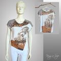 BiBA - Druck-Shirt Blusenshirt mit Grafik Print & Ziersteine XS - Creme