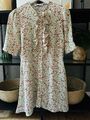 Zara Kleid cremé beige Blumen Muster Volants Gr. M/L wNeu