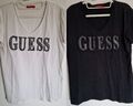 Guess T-Shirt Shirt Logo Glitzer schwarz weiß, Gr. L - Set