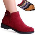 Damen Velours Stiefeletten Halbschuhe Ankle Boots Booties Stiefel Trendy