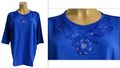 NEU Übergröße Damen Shirt royal blau 3/4 Arm Spitze Glitzer Gr. 48, 50, 52, 58