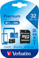  Verbatim microSDHC Card 32GB, Premium, Class 10 U1 Speicherkarte mit SD Adapter