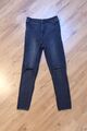 H&M SKINNY HIGH WAIST ANKLE Jeans Jeggings Gr.29 schwarz Kneecuts Used Effekte