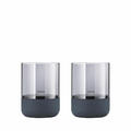 Blomus Calma Windlicht 2er Set Kerzenhalter Deko Steel Gray Smoke H 9.5 cm