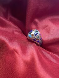 Silber Ring Antik Malachit Lapis Türkis Inlay Zuni Navajo Herren/Damen Gr.61