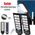 2X LED Solar bewegungsmelder Straßenlaterne IP65 1200W Solarleuchte Außen Garten