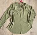 Neu Esprit Damen Bluse Tunika Größe L / 40 Khaki Oliv Viskose Weich Fließend