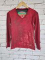 Desigual Damen Shirt Oberteil Langarmshirt Gr.M D36 Rot Pulloverärmel Baumwolle 