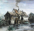 Peter von Halm (1854-1923), kolor. antik-Radierung~1900: MÜHLE IN FÜSSEN