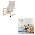 Birkenfurnier/Knisa hellbeige POÄNG Kindersessel, SESSEL, IKEA KINDER sitzen