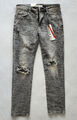 NEU M.SARA Jeans Herren Grau Used Look Skinny Destroyed W30 L30