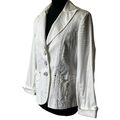 Steilmann Blazer Jacke Damen Größe 40 L weiß Baumwolle Anzug Kostüm Jackett