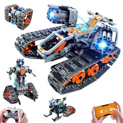 4in1 Technik Ferngesteuert Bauspielzeug mit LED Licht RC Roboter Tracked Racer.