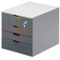 DURABLE Schubladenbox VARICOLOR® SAFE  dunkelgrau mit bunten Farblinien...