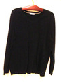 Feinstrick Pullover Gr.44/46 Schwarz mit V-Ausschnitt